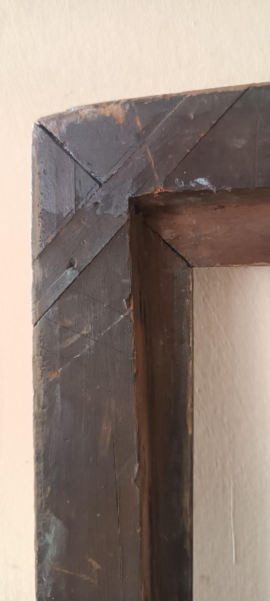 Cornice antica in legno dorato con intagli floreali-photo-7