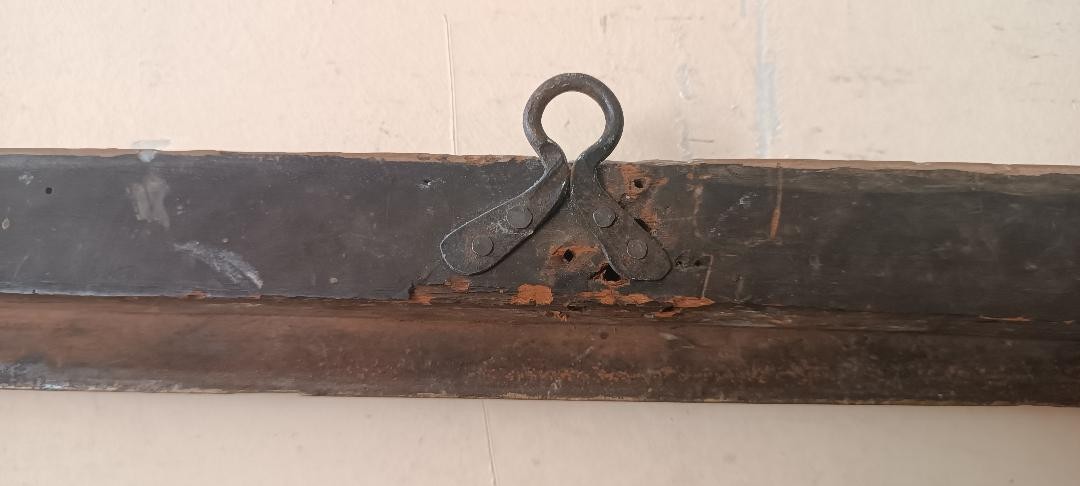 Cornice antica in legno dorato con intagli floreali-photo-8