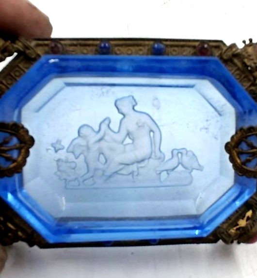 Salsiera in cristallo boemia con pietre e bronzo fine 800-photo-1