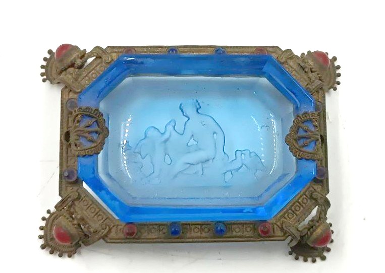 Salsiera in cristallo boemia con pietre e bronzo fine 800