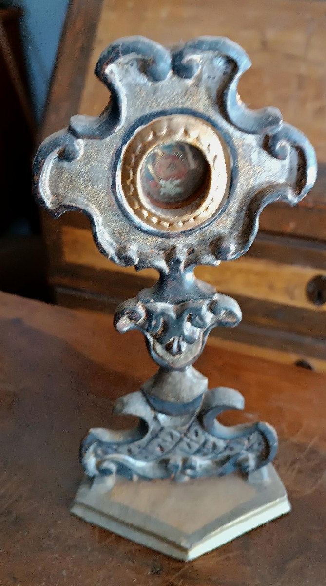 Reliquiario in legno argentato con reliquia San Giusto XVIII secolo-photo-1