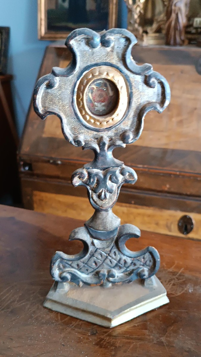 Reliquiario in legno argentato con reliquia San Giusto XVIII secolo