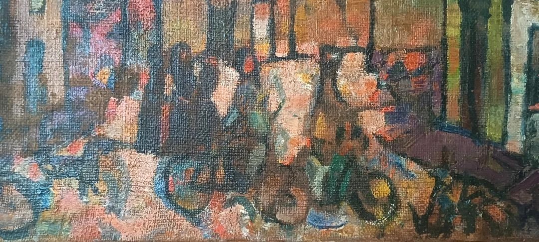 Olio su tela "piazzetta Siracusa" FERRUCCIO FERRI -mostra golfo la spezia 1940-photo-3