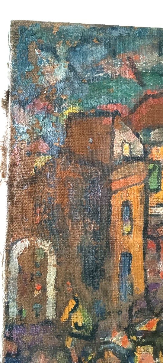 Olio su tela "piazzetta Siracusa" FERRUCCIO FERRI -mostra golfo la spezia 1940-photo-2