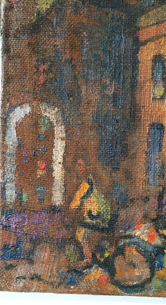 Olio su tela "piazzetta Siracusa" FERRUCCIO FERRI -mostra golfo la spezia 1940-photo-3