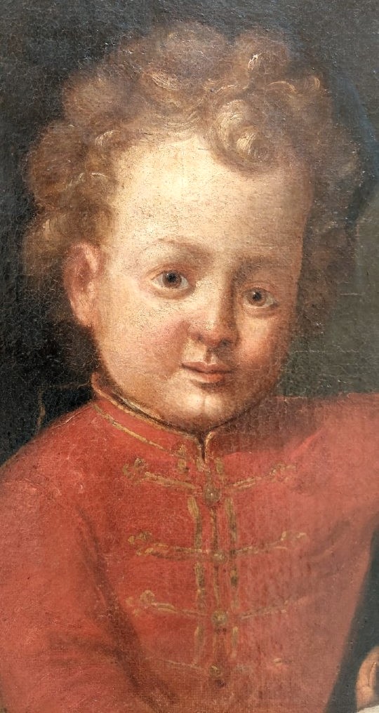 Dipinto olio su tela , ritratto di giovane nobile XVIII secolo-photo-4