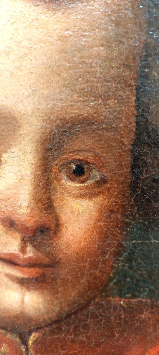 Dipinto olio su tela , ritratto di giovane nobile XVIII secolo-photo-2