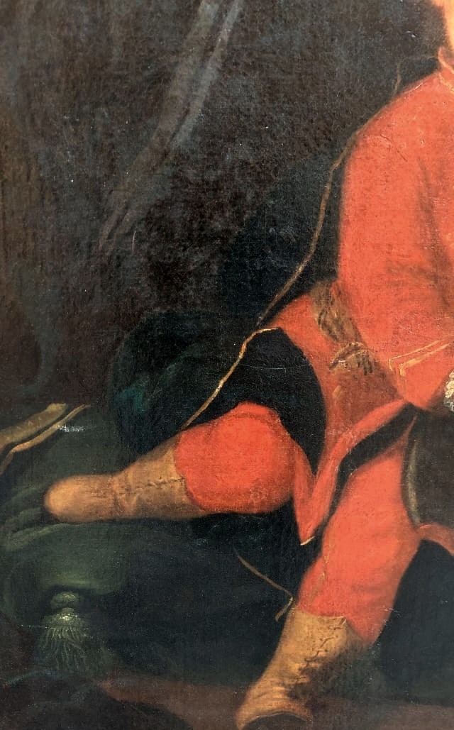 Dipinto olio su tela , ritratto di giovane nobile XVIII secolo-photo-4