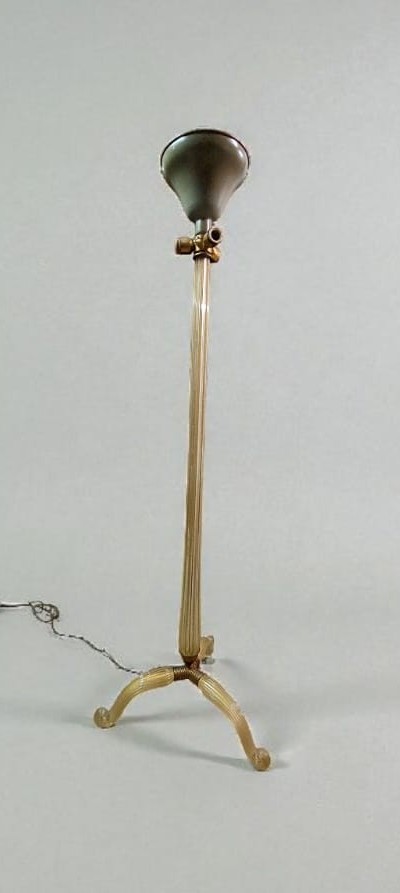 Lampada da Terra Tripode Barovier & Toso  Vetro di Murano dorato 1930/40-photo-8