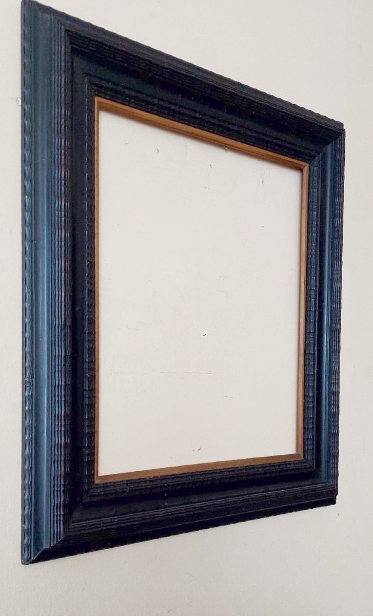 Cornice ebanizzata ,guilloche ,fine XIX secolo Italia-photo-3