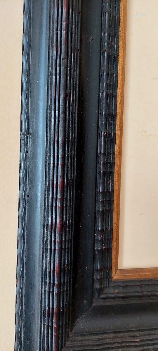 Cornice ebanizzata ,guilloche ,fine XIX secolo Italia-photo-1