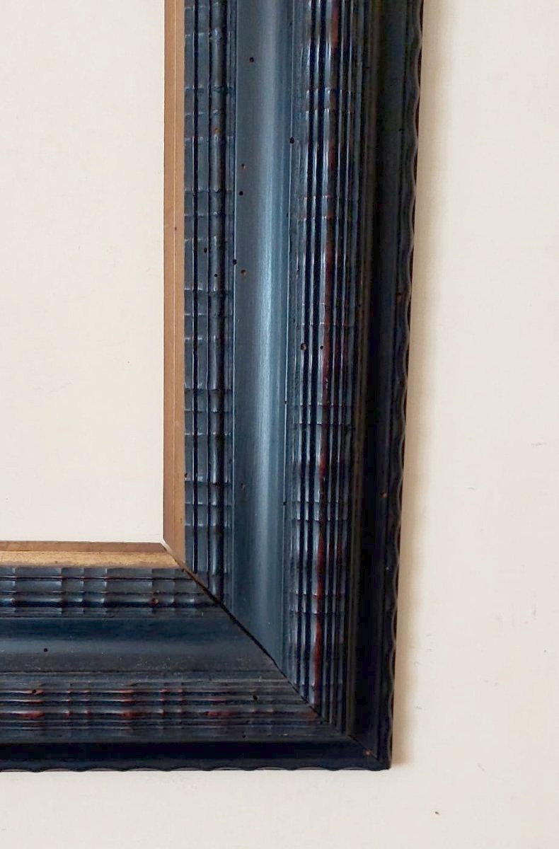 Cornice ebanizzata ,guilloche ,fine XIX secolo Italia-photo-3