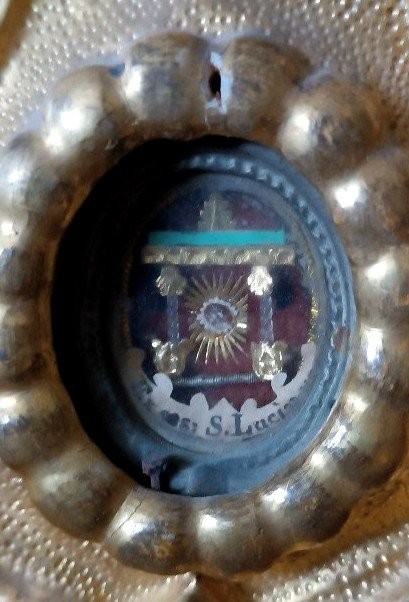 Reliquiario in legno dorato XVIII secolo -   reliquia Santa Lucia H.43 CM-photo-4