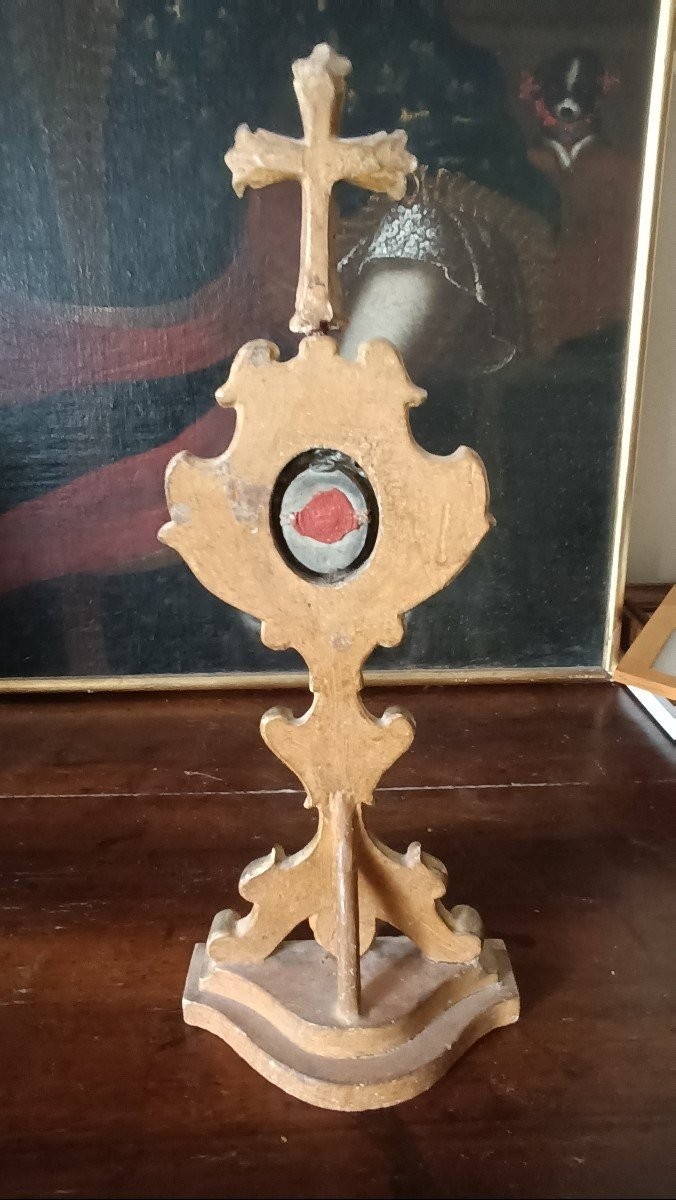 Reliquiario in legno dorato XVIII secolo -   reliquia Santa Lucia H.43 CM-photo-2