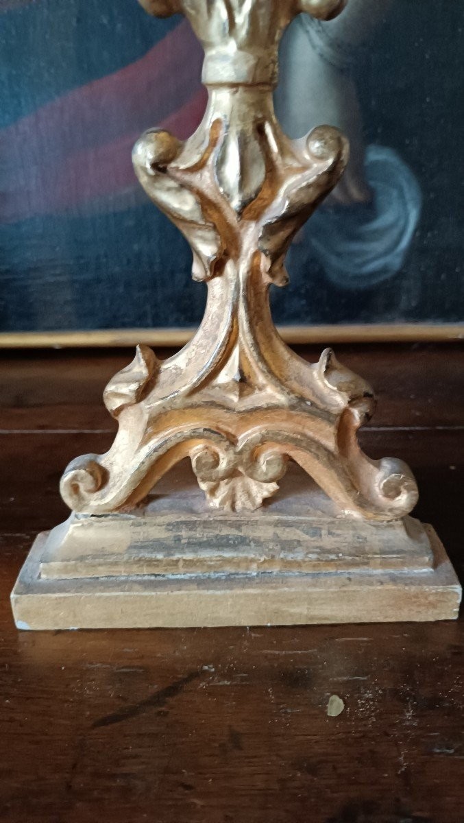 Reliquiario in legno dorato XVIII secolo -   reliquia Santa Lucia H.43 CM-photo-3