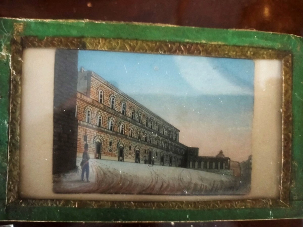 Scatolina monacale XIX secolo, carta ,cartone , dipinto Palazzo Pitti, XVIII sec. italia-photo-2