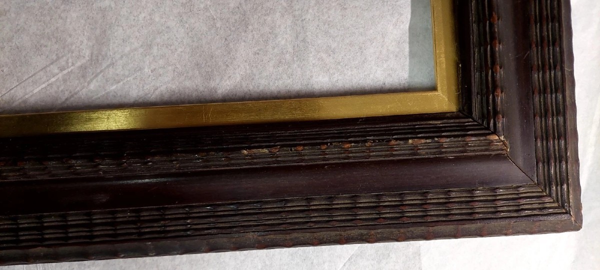 Antica Cornice In Legno Lavorato Guilloché Fine 800 Stile Rinascimento-photo-4