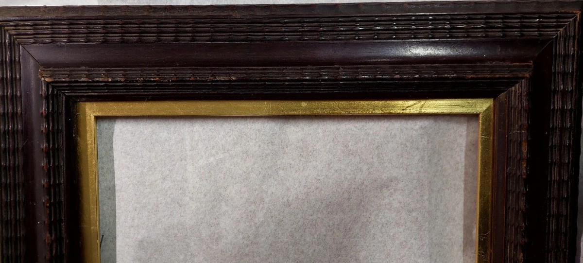 Antica Cornice In Legno Lavorato Guilloché Fine 800 Stile Rinascimento-photo-4