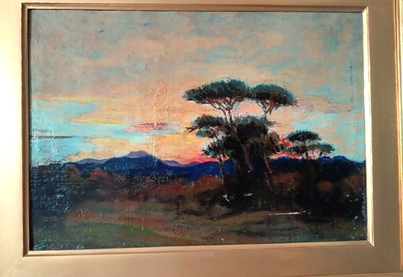 dipinto antico olio su tela Ettore Cumbo Borgia fine 800 ( Messina 1833- Firenze 1899-photo-1