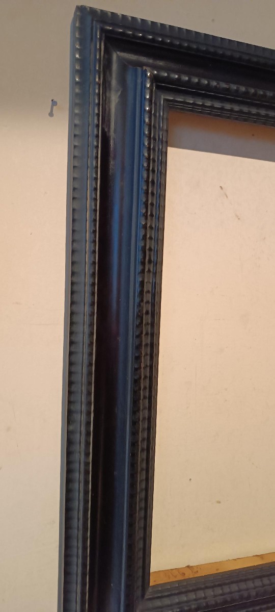 Antica Cornice In Legno Ebanizzato Guilloché Fine 800 Stile Rinascimento-photo-4