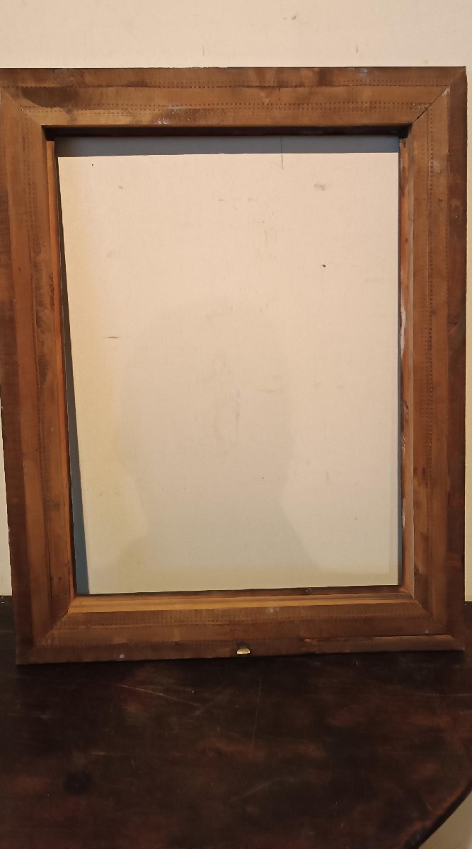 Antica Cornice In Legno Ebanizzato Guilloché Fine 800 Stile Rinascimento-photo-3