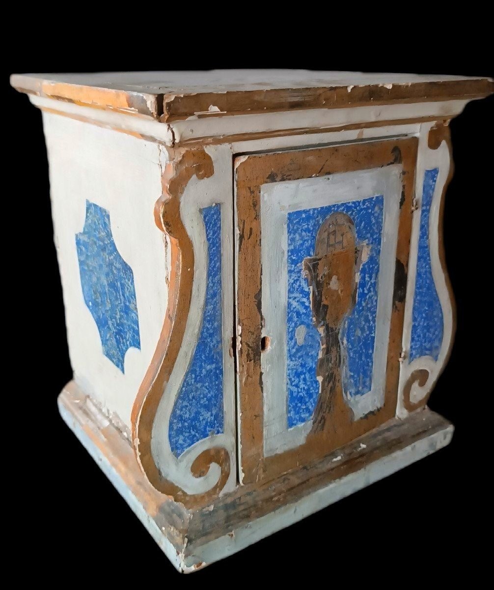 Antico tabernacolo in legno dipinto e dorato XVIII secolo-photo-2
