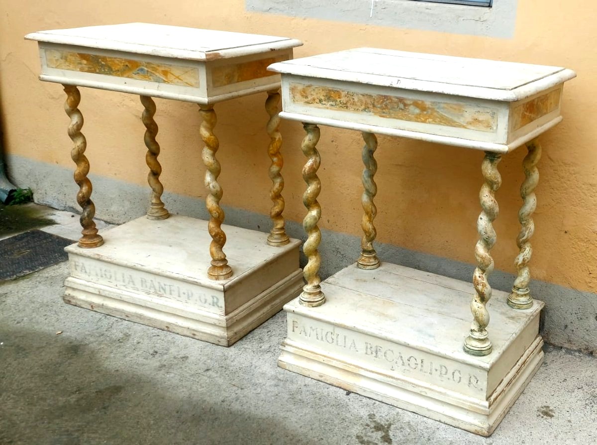 Coppia di piccole consolle laccate XVIII secolo-photo-2