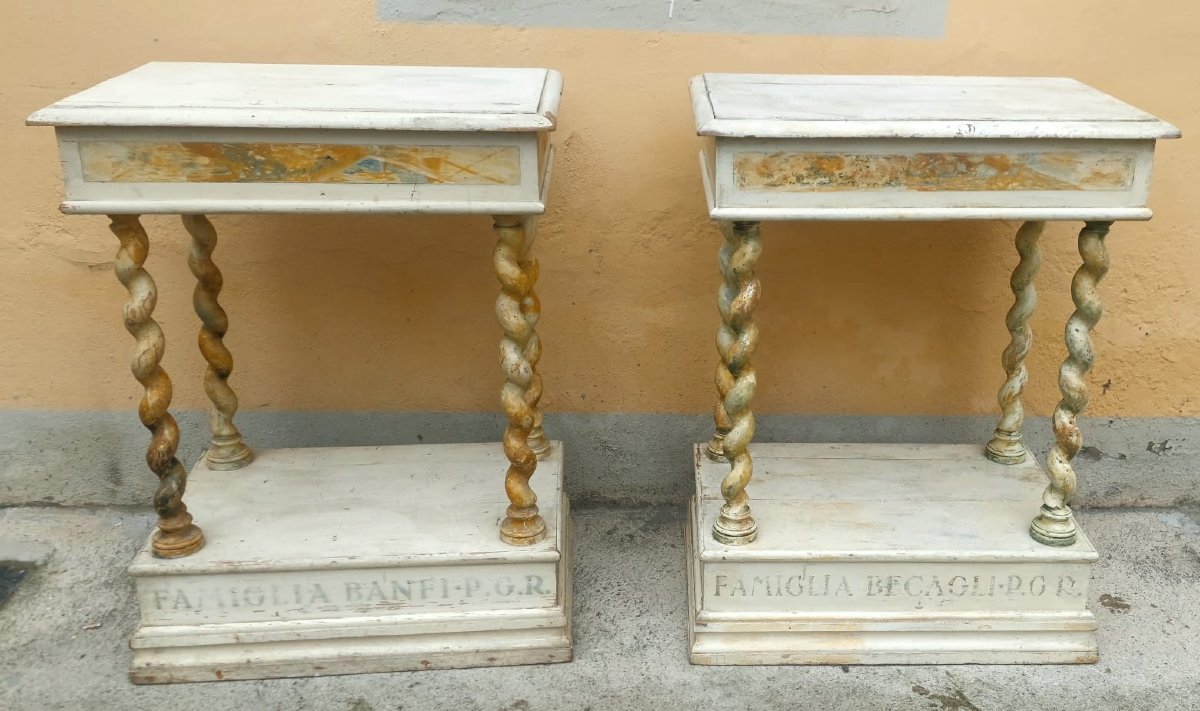 Coppia di piccole consolle laccate XVIII secolo-photo-1