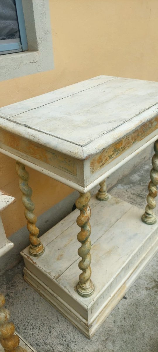 Coppia di piccole consolle laccate XVIII secolo-photo-5