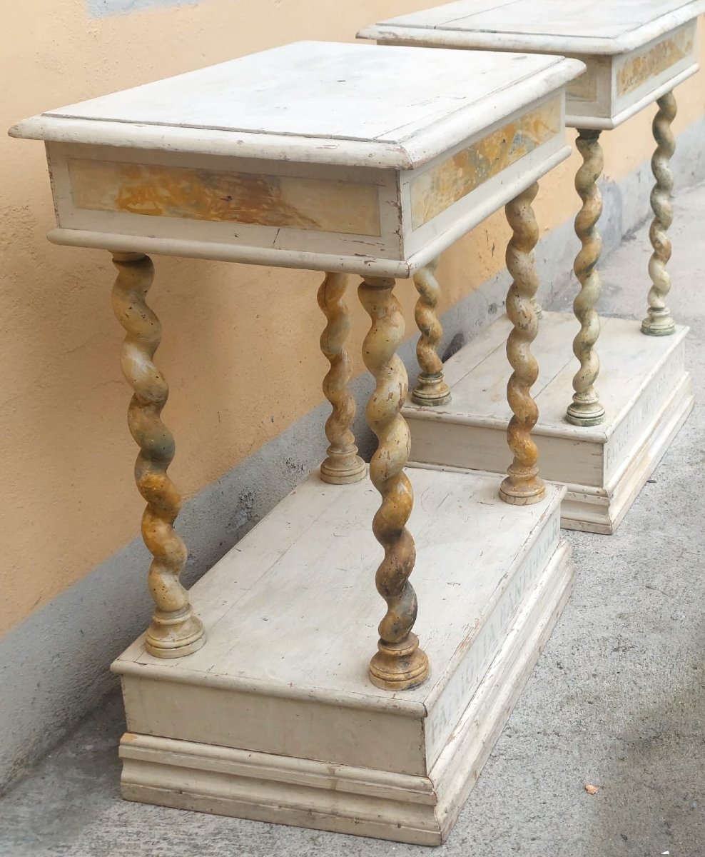Coppia di piccole consolle laccate XVIII secolo-photo-6