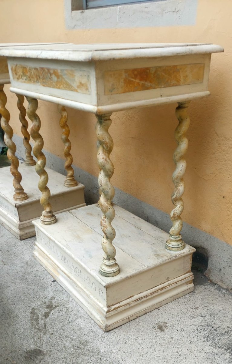 Coppia di piccole consolle laccate XVIII secolo-photo-7