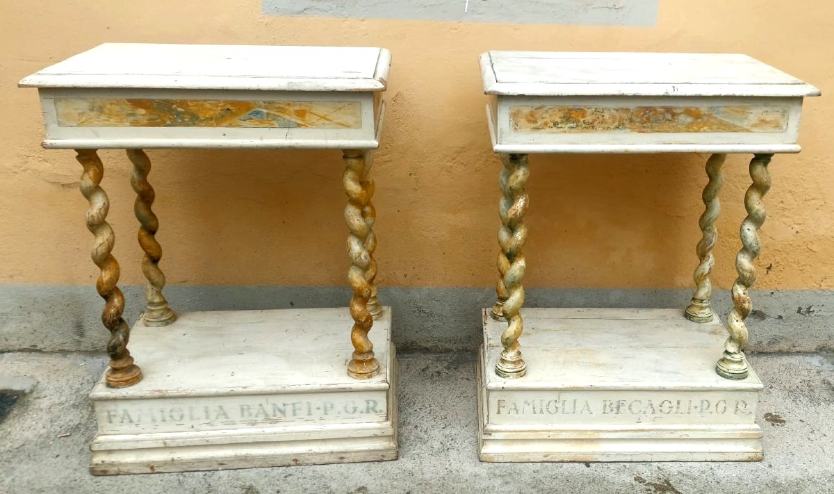 Coppia di piccole consolle laccate XVIII secolo-photo-1