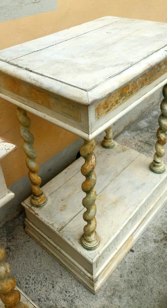 Coppia di piccole consolle laccate XVIII secolo-photo-5