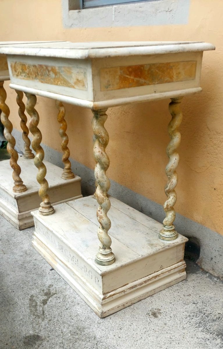 Coppia di piccole consolle laccate XVIII secolo-photo-7