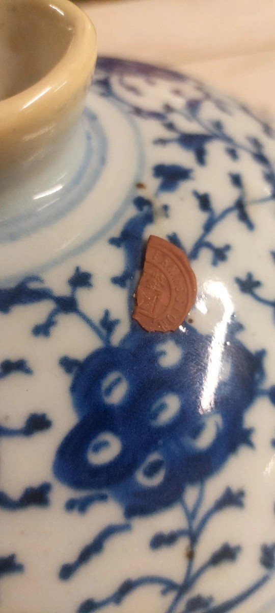 ANTICA GIARA IN PORCELLANA CINA BIANCO-BLU PERIODO QING XIX SECOLO-photo-4