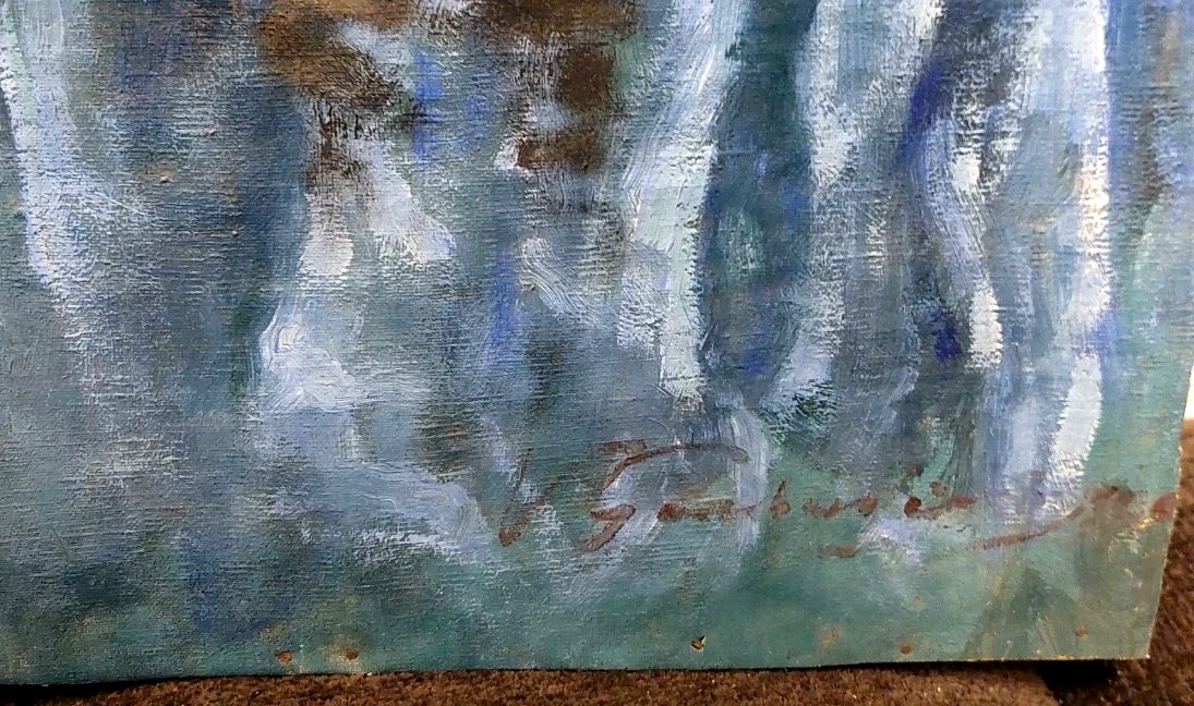 Dipinto Su Tela Ritratto Donna Primi 900 Firmato-photo-3