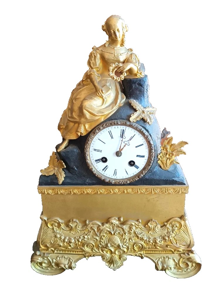Orologio da tavolo antico in bronzo dorato al mercurio Napoleone III° - Francia-photo-2