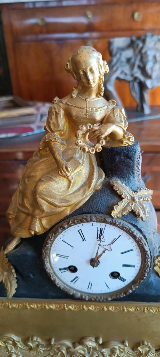 Orologio da tavolo antico in bronzo dorato al mercurio Napoleone III° - Francia-photo-2