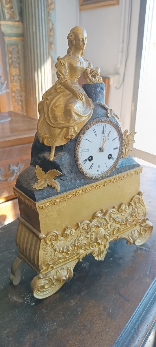 Orologio da tavolo antico in bronzo dorato al mercurio Napoleone III° - Francia-photo-3
