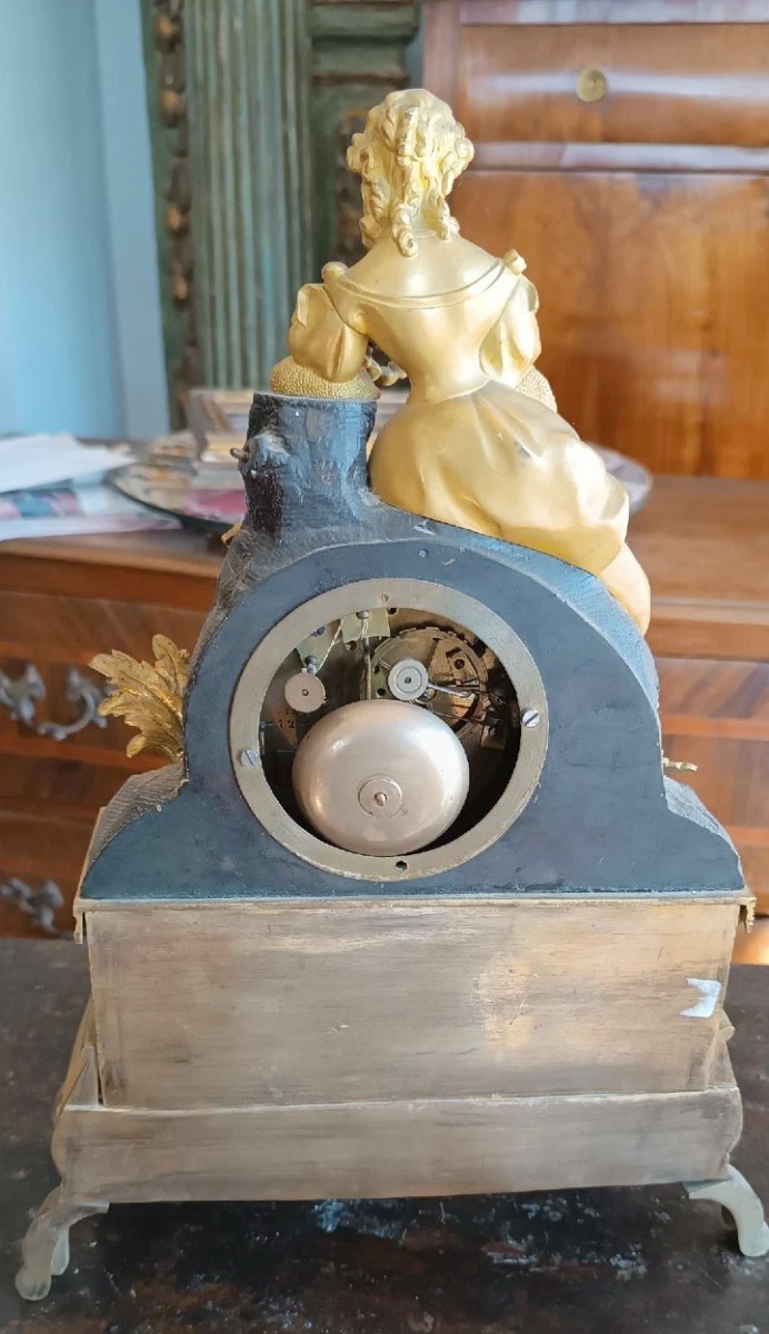 Orologio da tavolo antico in bronzo dorato al mercurio Napoleone III° - Francia-photo-4