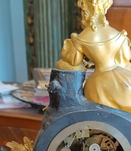 Orologio da tavolo antico in bronzo dorato al mercurio Napoleone III° - Francia-photo-5