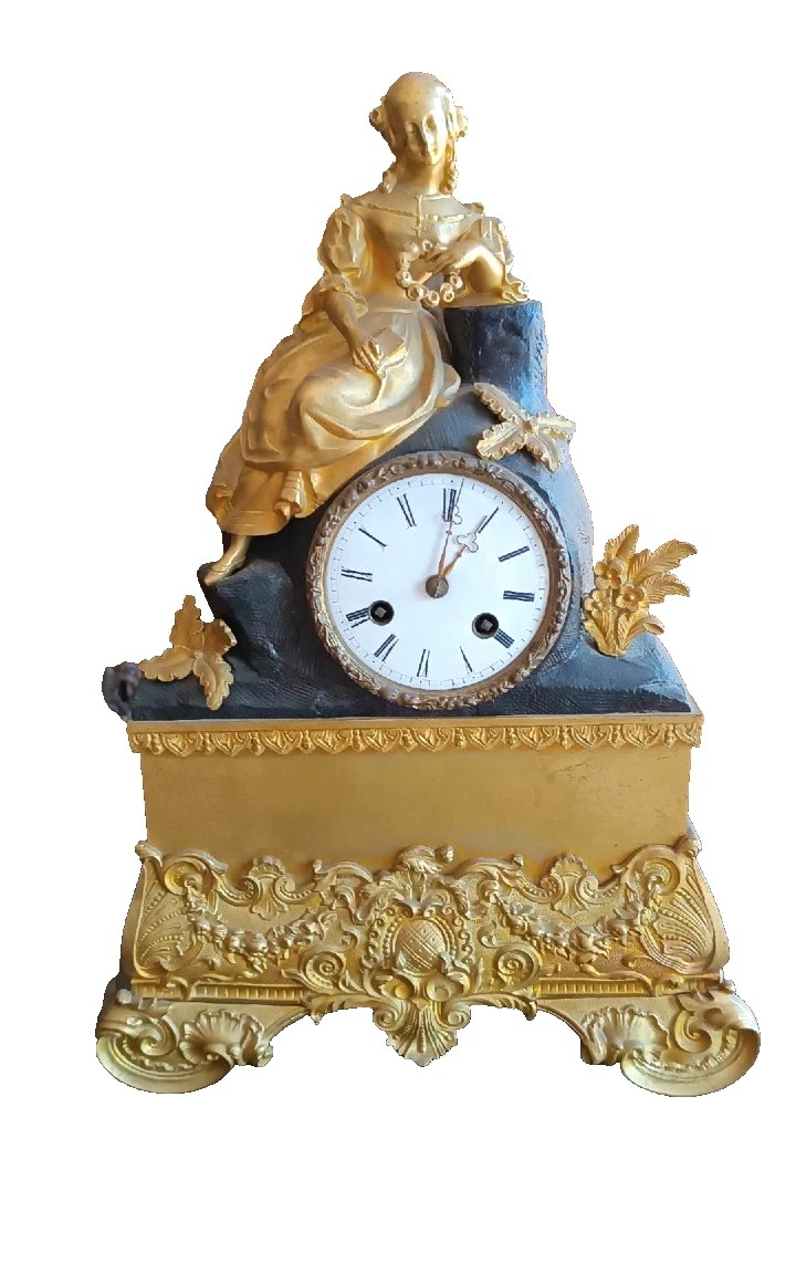 Orologio da tavolo antico in bronzo dorato al mercurio Napoleone III° - Francia