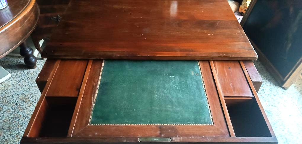 Antico tavolino scrittoio - piano scorrevole - mogano - Luigi XVI-photo-1