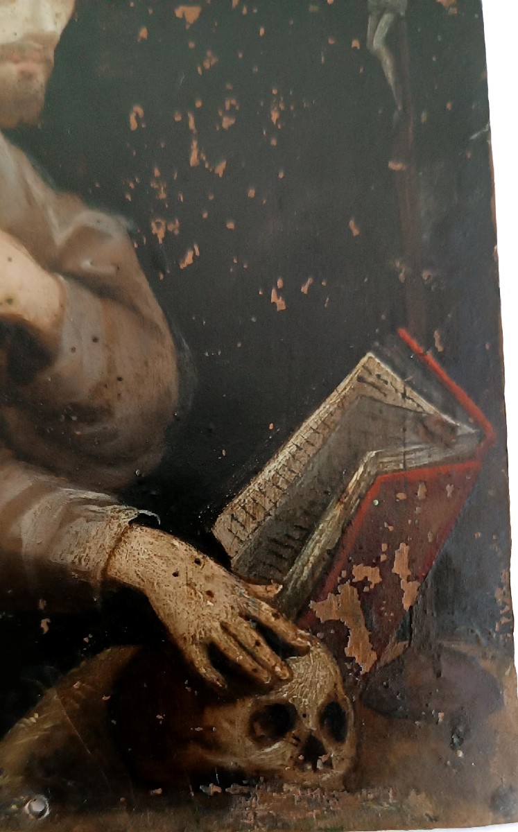 Antico dipinto su rame scuola italiana XVII secolo-SAN FRANCESCO-photo-1