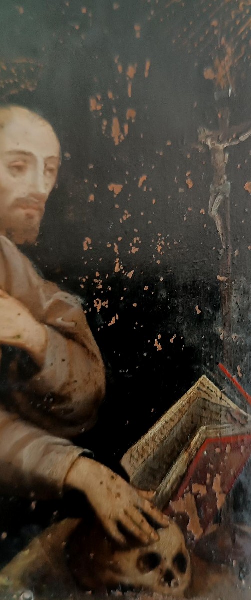 Antico dipinto su rame scuola italiana XVII secolo-SAN FRANCESCO-photo-2