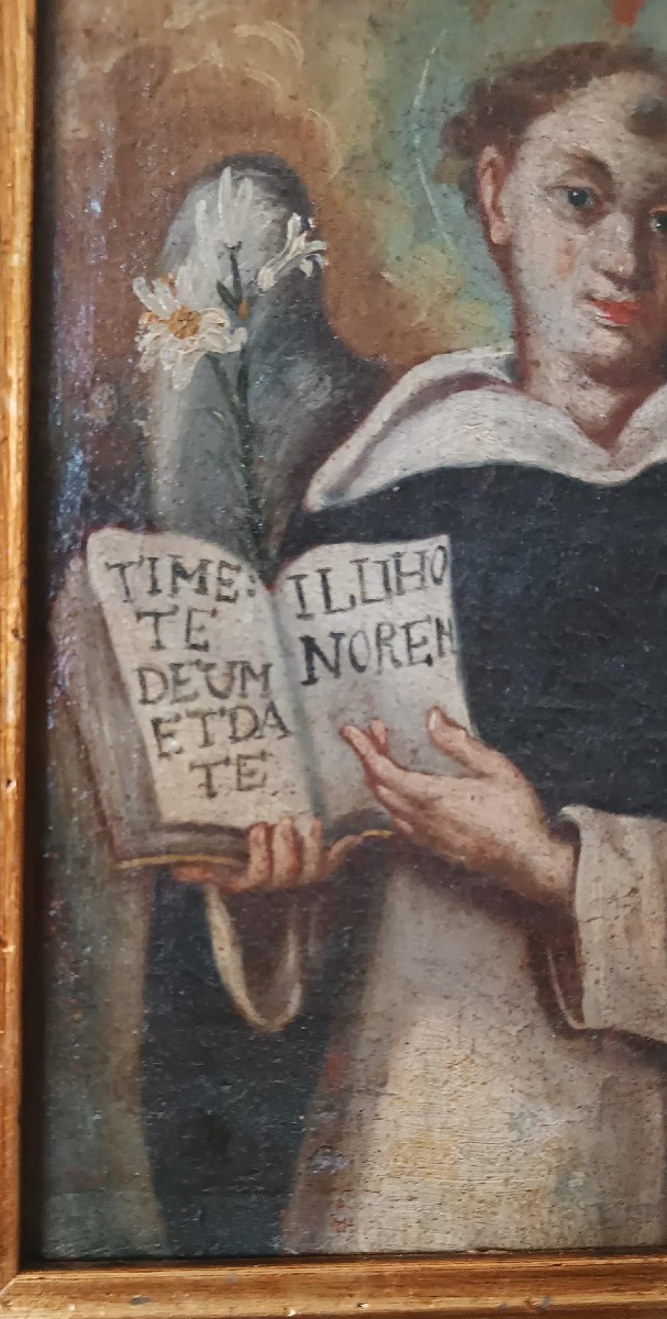 Antico dipinto olio su tela , San Vincenzo Ferrer-photo-1