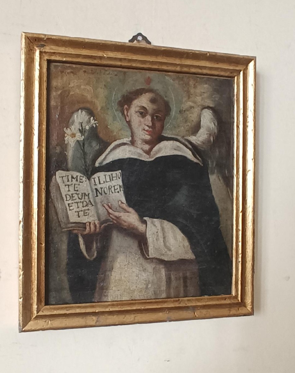 Antico dipinto olio su tela , San Vincenzo Ferrer-photo-4