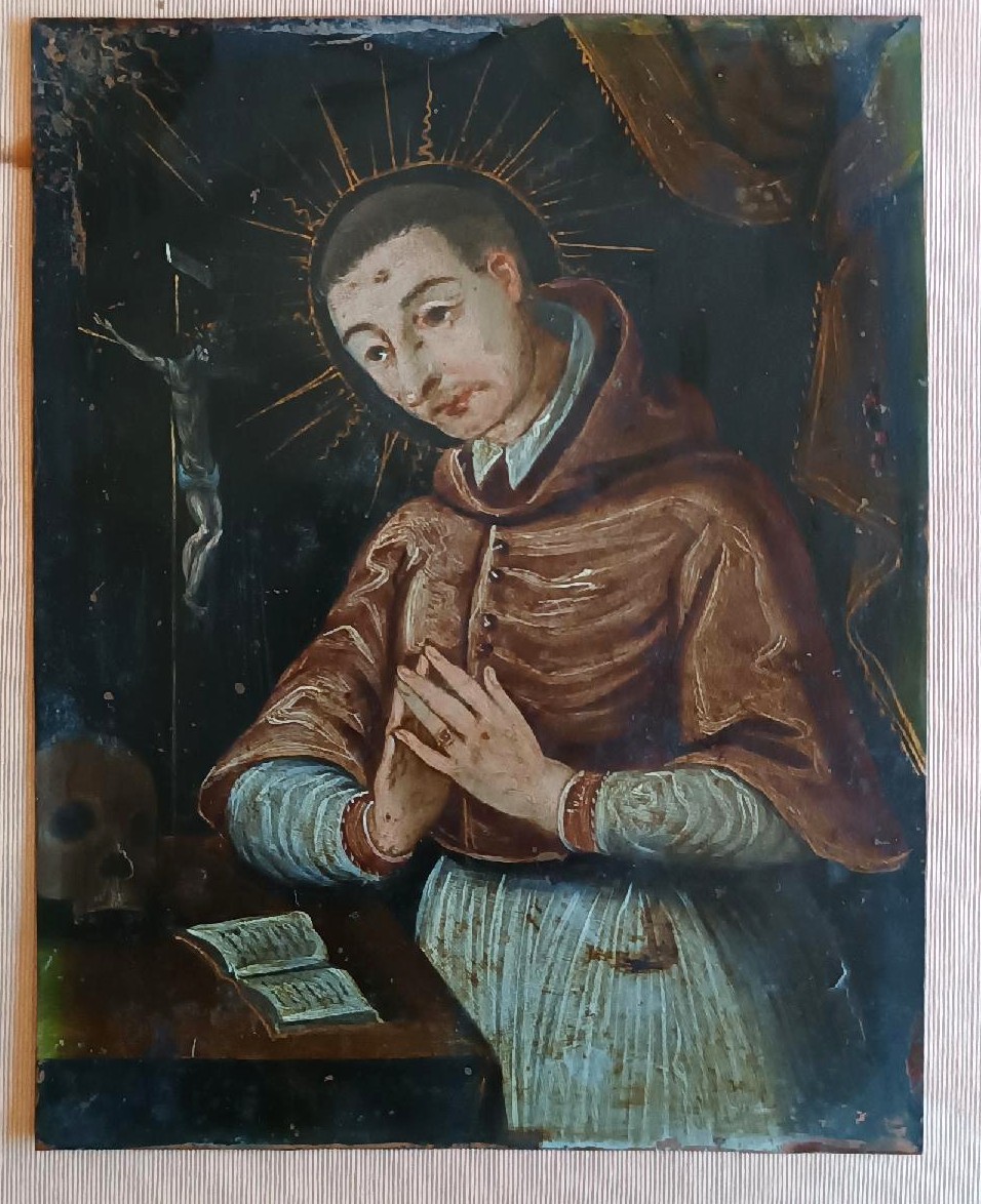 Antico dipinto su rame-SAN CARLO BORROMEO -Scuola italiana XVII secolo-photo-2