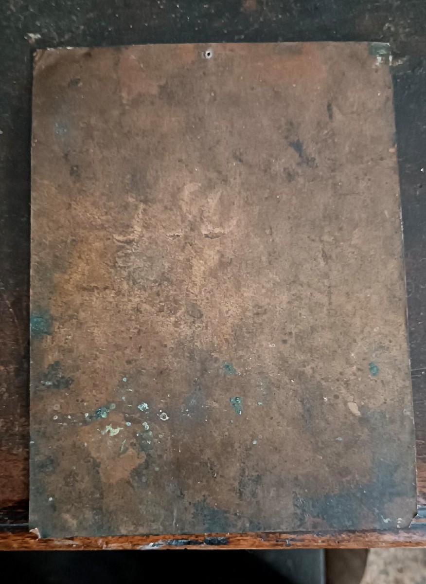 Antico dipinto su rame -XVII\XVIII secolo-Madonna con bambino dormiente-photo-4