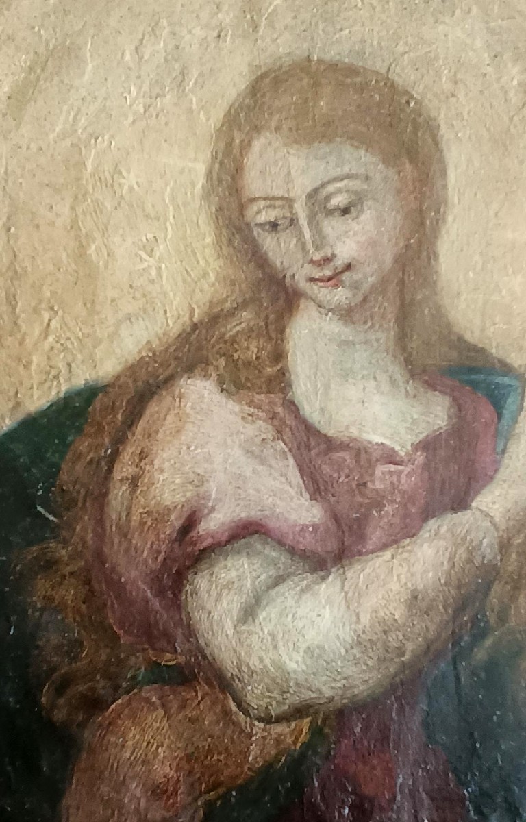 Antico dipinto su rame,doppio dipinto,Santa Caterina da siena-photo-4